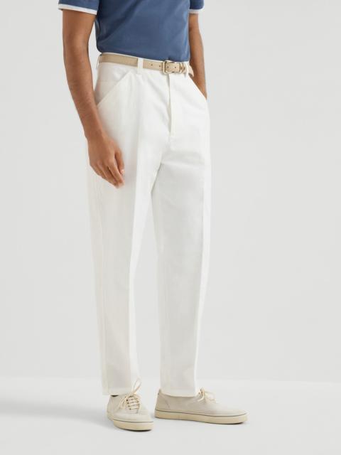 Brunello Cucinelli Cotton and linen panama trousers