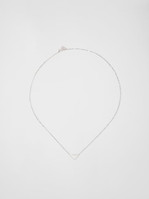 Prada Eternal Gold micro triangle pendant necklace in white gold and diamonds