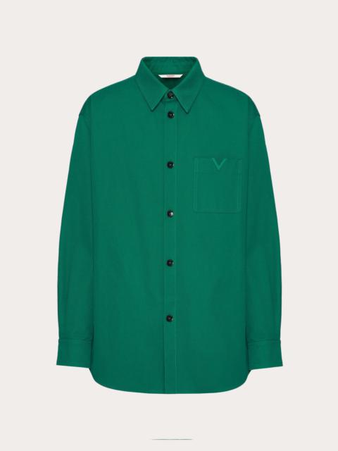 Valentino STRETCH COTTON CANVAS SHIRT JACKET WITH RUBBERIZED V DETAIL