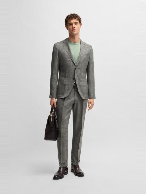 BOSS SLIM-FIT SUIT IN CHECKED VIRGIN WOOL