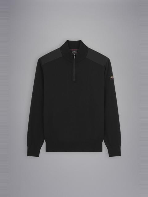 Paul & Shark WOOL HALF ZIP SWEATER WITH ICONIC BADGE