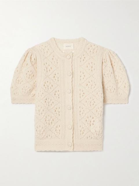 DÔEN Mirabelle pointelle-knit alpaca-blend cardigan Ivory