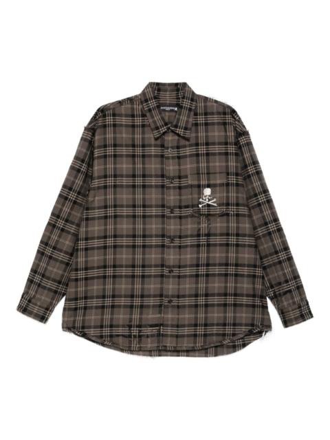 mastermind JAPAN skull-embroidered plaid shirt