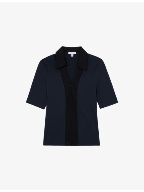 REISS Denny Colour-Block Stretch-Knit Polo