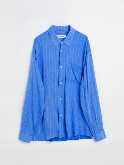 Our Legacy Initial Shirt Blue Rayon Plait Stripe