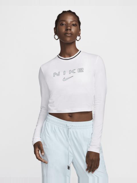 Women's Nike Sportswear Chill Knit Slim Long-Sleeve Cropped Graphic Tee