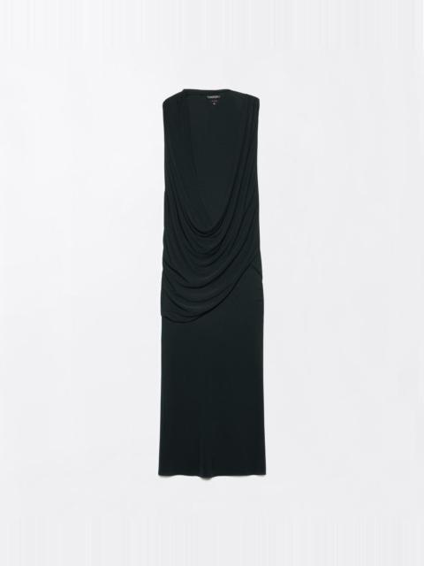 TOM FORD CREPE JERSEY ASYMMETRIC DRAPED COCKTAIL DRESS