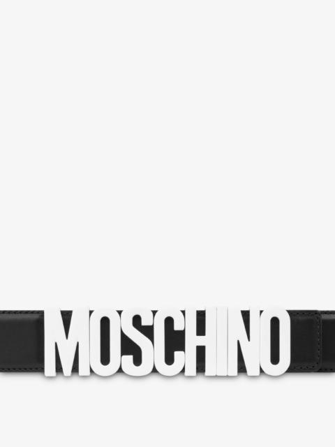 Moschino LETTERING LOGO CALFSKIN BELT