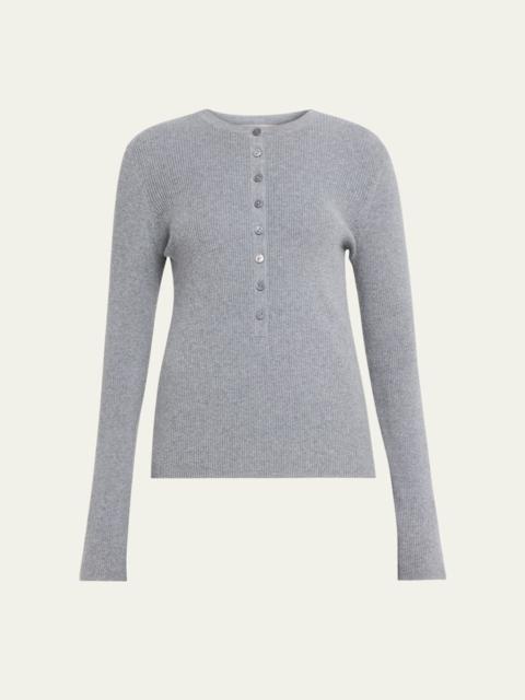 LISA YANG Airi Cotton-Cashmere Henley Sweater