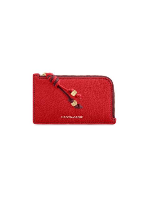 MAISON de SABRÉ Women's Leather Zip Card Holder - Pomegranate Plum