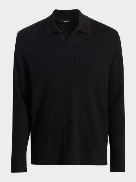 Vince Men's Macro Rib Johnny Collar Polo Sweater