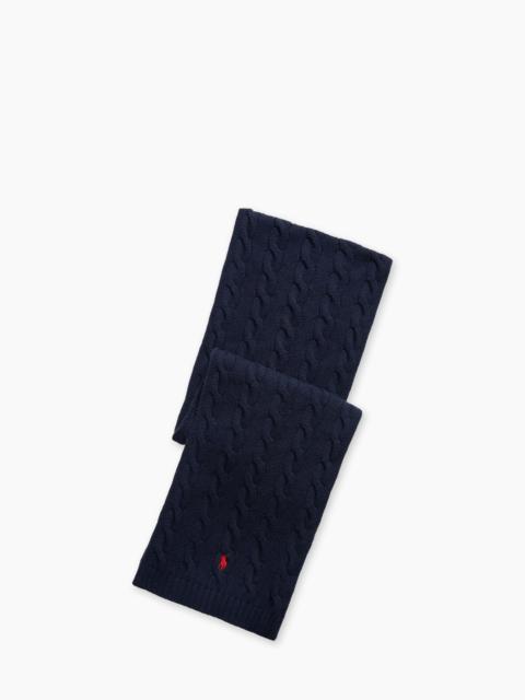 Polo Ralph Lauren POLO RALPH LAUREN CABLE-KNIT WOOL-CASHMERE SCARF HUNTER NAVY