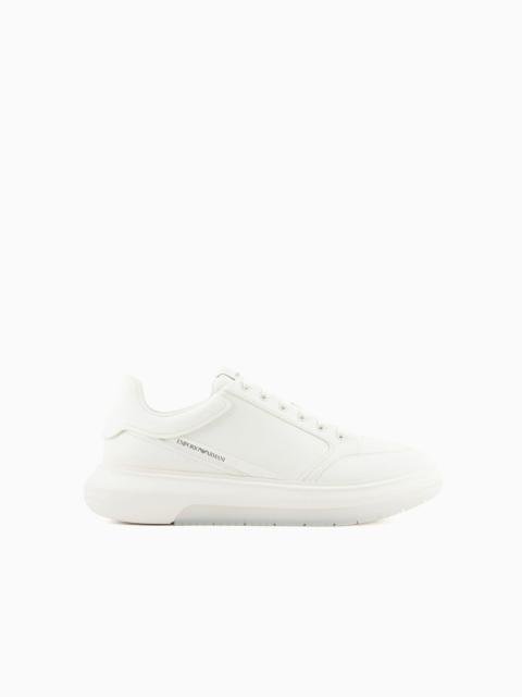 EMPORIO ARMANI Leather sneakers with side logo