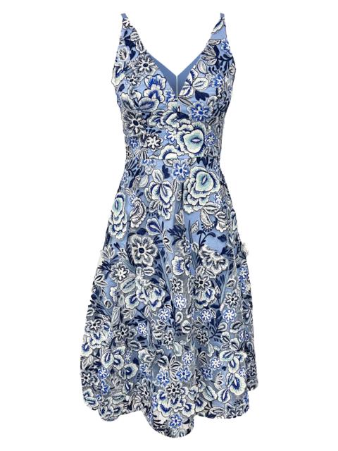Dress The Population Women's Elisa Floral Fit & Flare Midi-Dress - Navy Multi