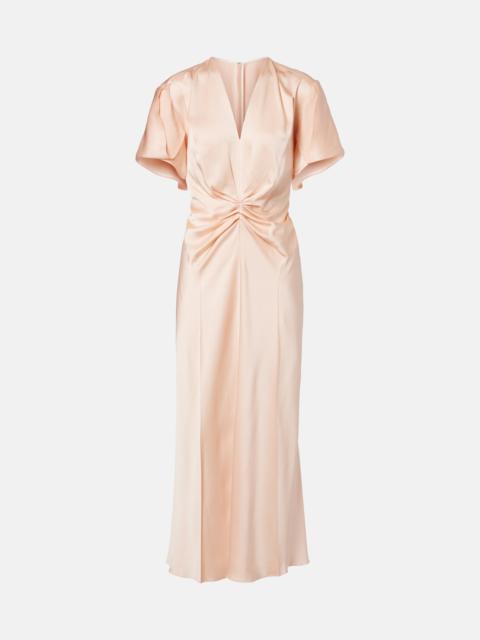 Victoria Beckham Eve gathered satin crêpe midi dress