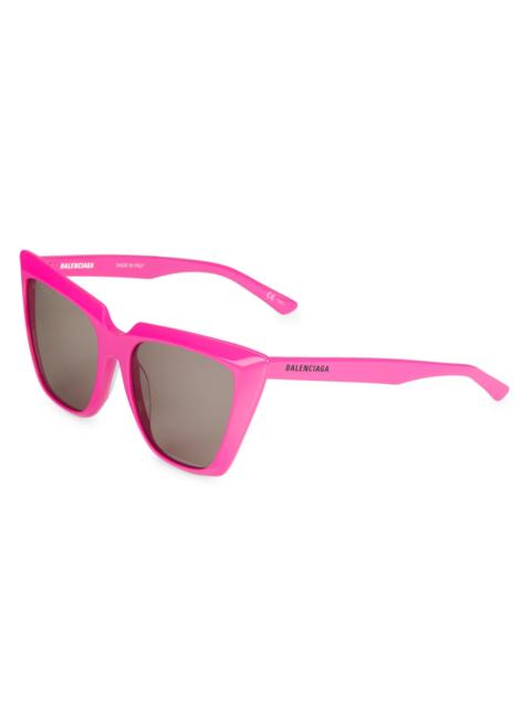 BALENCIAGA Women's 55MM Squared Cat-Eye Sunglasses - Shiny Fuchsia