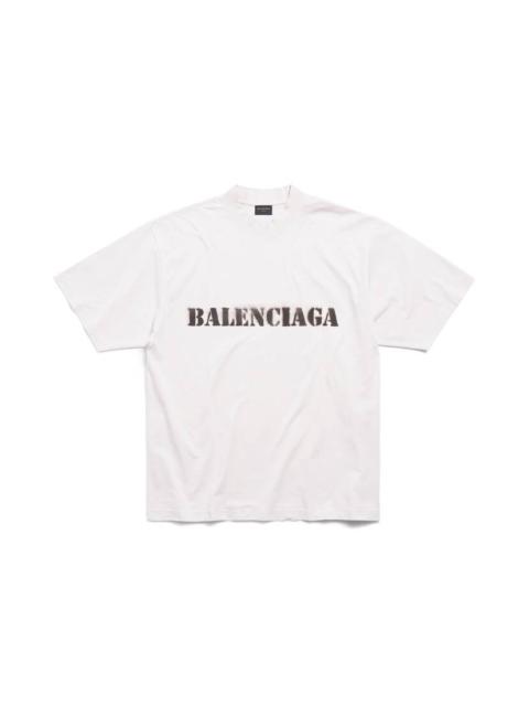 BALENCIAGA Stencil Type T-shirt Medium Fit in Off White/black