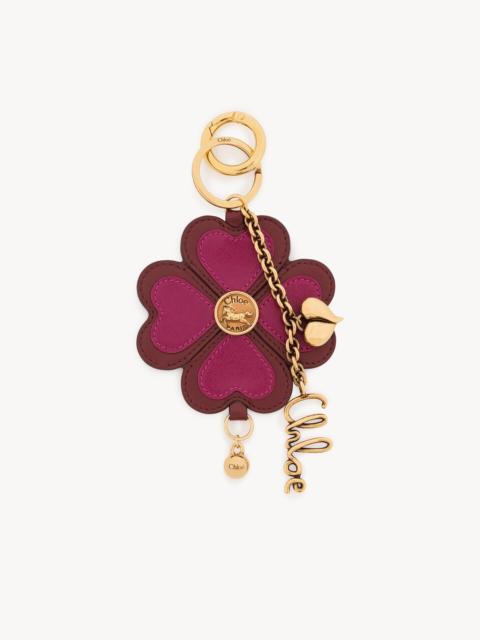 Chloé CHLOÉ SYMBOLS CLOVER KEY RING BAG CHARM IN GRAINED LEATHER