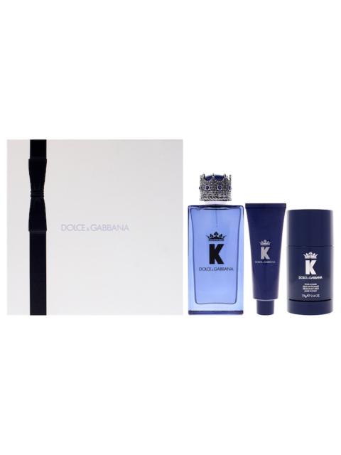 Dolce & Gabbana K by Dolce and Gabbana for Men 3 Pc Gift Set 3.3oz EDP Spray, 1.69oz Shower Gel, 2.6oz Deodorant Sti