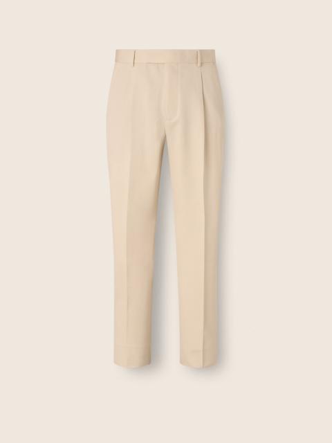 ZEGNA CREAM WHITE COTTON AND WOOL PANTS