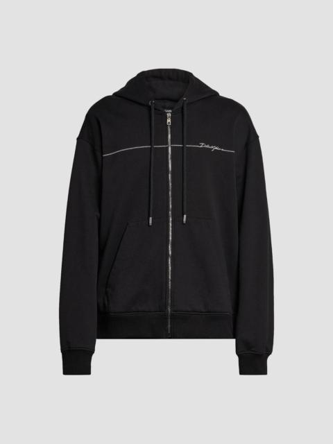 Dolce & Gabbana Men's Logo Cotton Zip-Front Hoodie - Nero