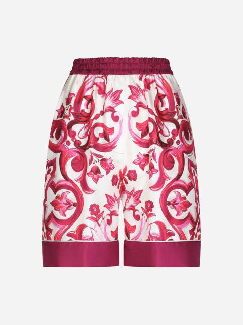 Majolica-print twill pajama shorts