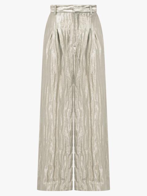 ROSIE ASSOULIN WIDE LEG PLEAT PANT | METALLIC SILVER