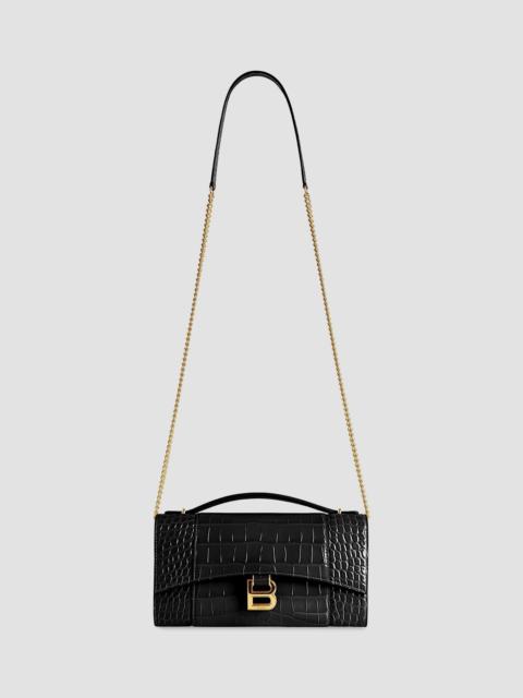 BALENCIAGA Women's Hourglass Pochette with Chain - Black
