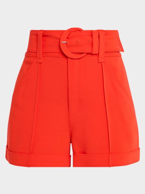 Cinq à Sept Aldi Belted High-Rise Stitched Shorts