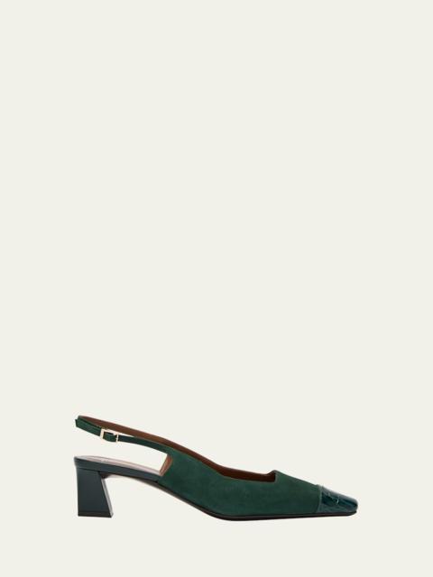 Giuseppe Zanotti Mixed Leather Cap-Toe Slingback Pumps