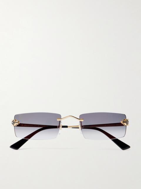 Cartier Panthère Classic Rimless Rectangle-frame Gold-tone Sunglasses