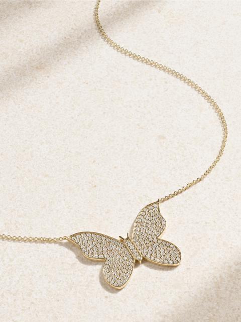 SYDNEY EVAN Large Butterfly 14-karat Gold Diamond Necklace