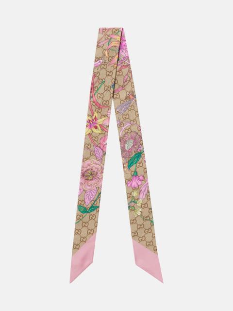 GUCCI GG floral silk twill scarf