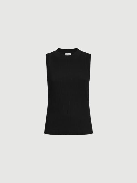 Brunello Cucinelli Cotton ribbed jersey top with monili