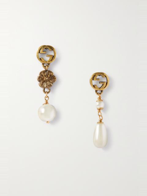 Gold-tone faux pearl earrings
