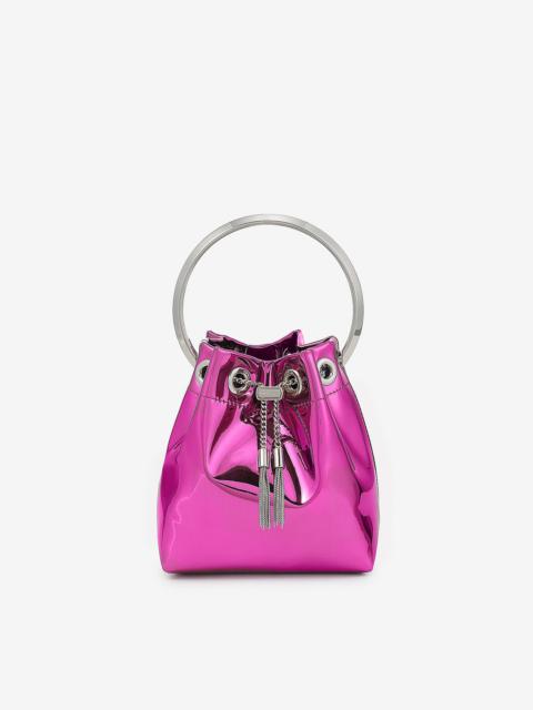 JIMMY CHOO Bon Bon
Pink Mirror Fabric Mini Bag with Metal Handle