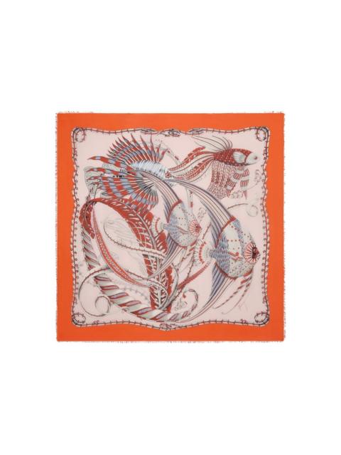 FERRAGAMO SUMMER2 fish-printed silk scarf