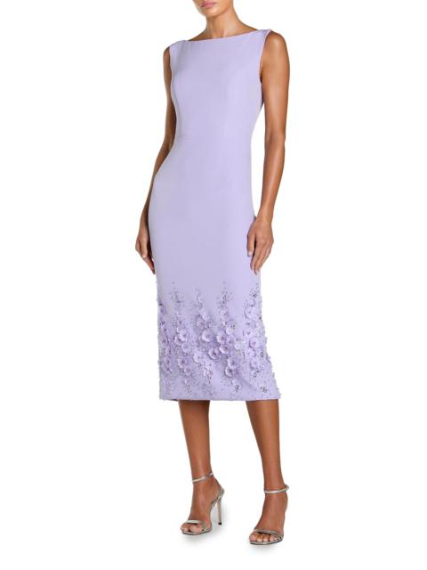 MAC DUGGAL Women's Floral Beaded Crêpe Sleeveless Midi-Dress - Lilac