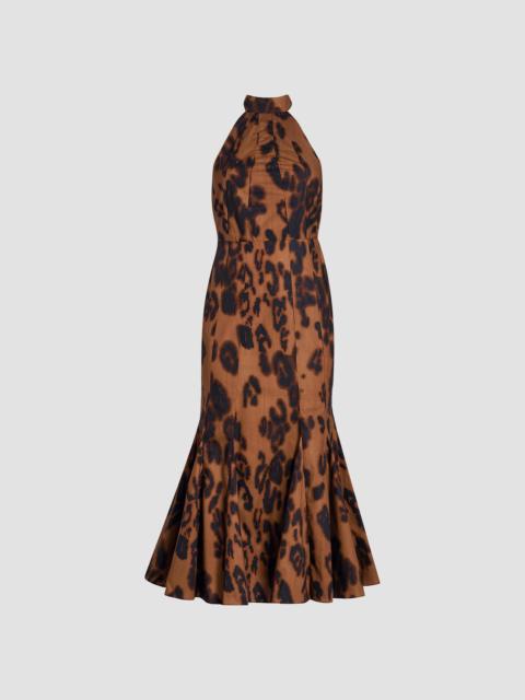 MISA Women's Samara Blotted Leopard-Print Mermaid Midi-Dress - Cocoa Leopard