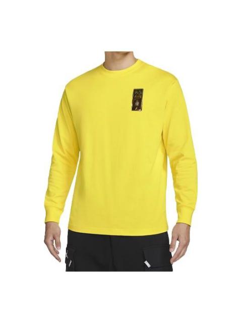 Air Jordan 23 Engineered Athleisure Casual Sports Embossing Label Round Neck Pullover Yellow CV3012-