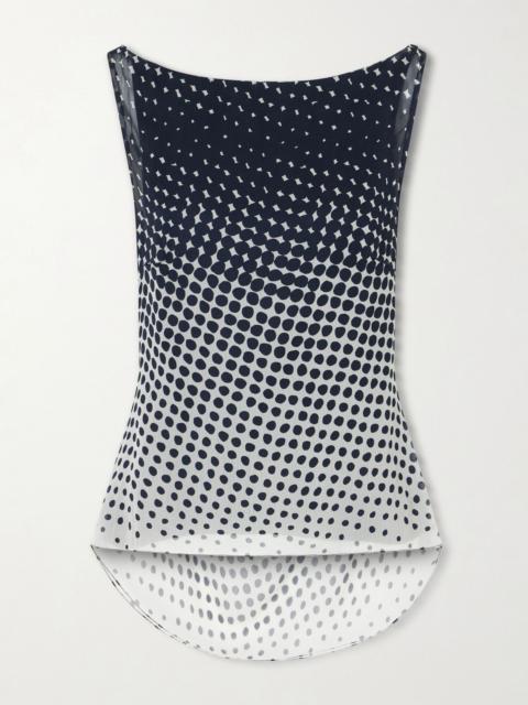 CHRISTOPHER JOHN ROGERS Halftone Wiggle Dot printed crinkled-chiffon top Black