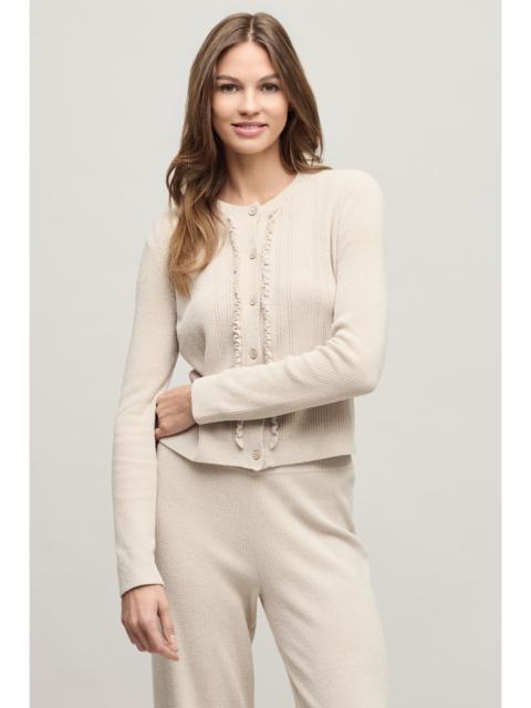 Barefoot Dreams CozyChic Ultra Lite® Pointelle Rib Ruffle Front Cardigan