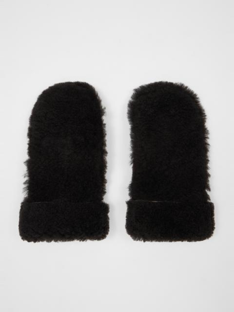 Paul Smith Women's Dark Brown Leather Shearling Mittens