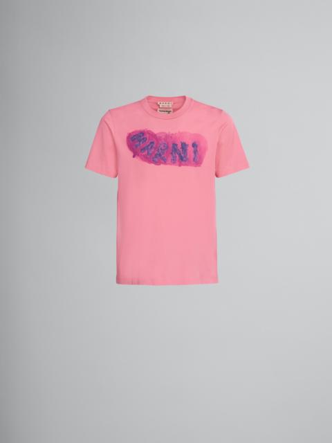 Marni PINK BIO COTTON T-SHIRT WITH LOGO GRAPHIC