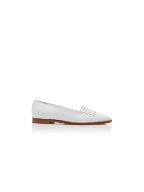 Manolo Blahnik White Calf Leather Loafers