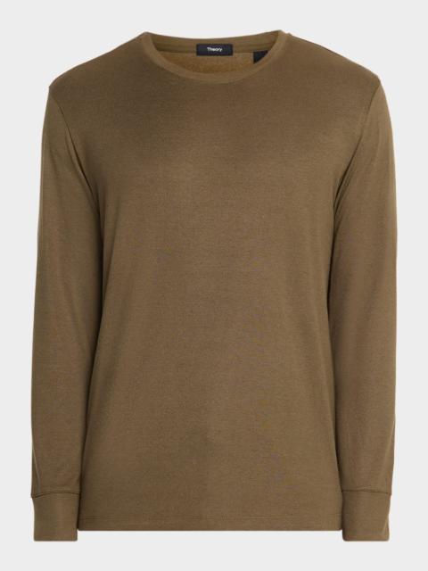 Theory Men's Essential Tee Long Sleeve in Anemone Milano