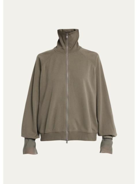 Brunello Cucinelli Monili Silk Cuffs Travel Zip-Up Jacket