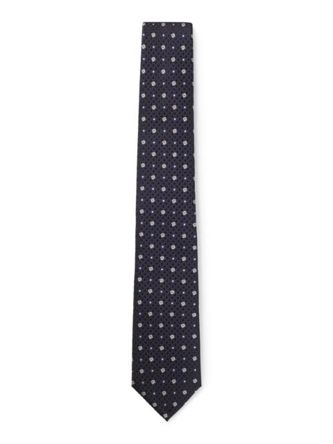 BOSS SILK TIE WITH JACQUARD DOUBLE B MONOGRAMS