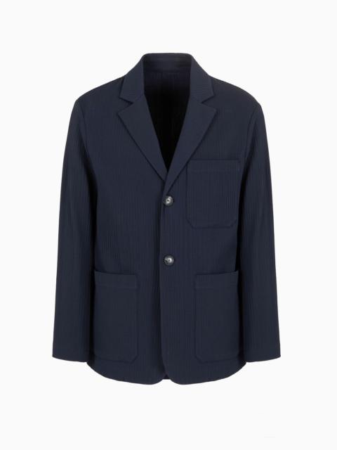 EMPORIO ARMANI Single-breasted blazer in canneté fabric