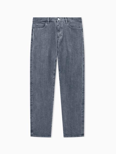 GIORGIO ARMANI FIVE-POCKET, REGULAR-FIT TROUSERS IN COTTON AND MODAL